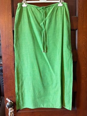 Escada Vibrant Green Drawstring Maxi Skirt